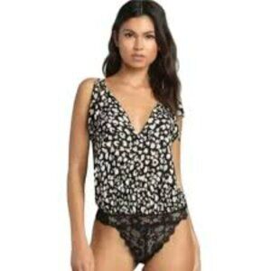 Free People Bare It All Tie Shoulder Bodysuit S